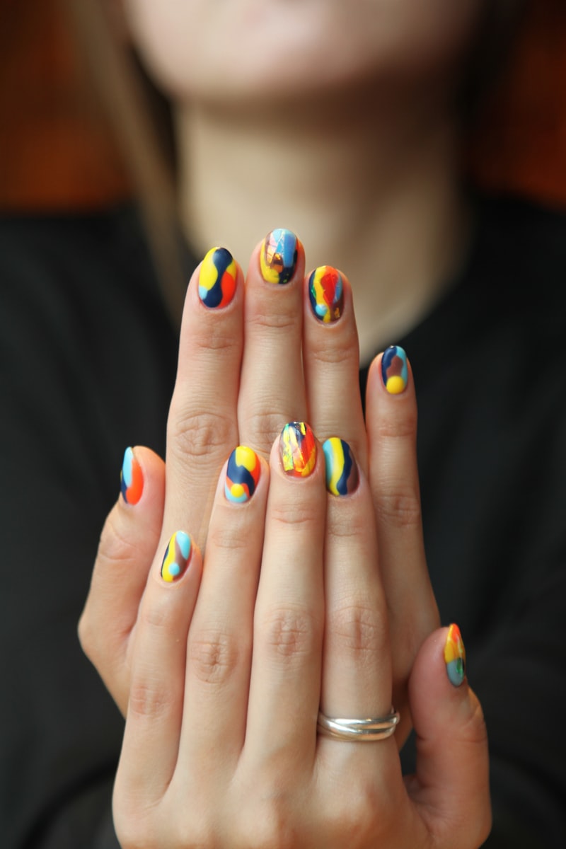 Colourful abstract nail art design